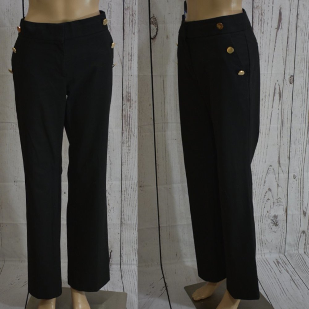 Loft Banded Waist Goldtone Button Trim Pan…